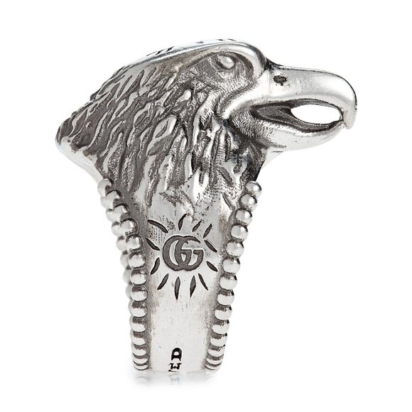 Gucci Anger Forest Eagle Head Ring In Sterling Silver - Picture 3 of 10
